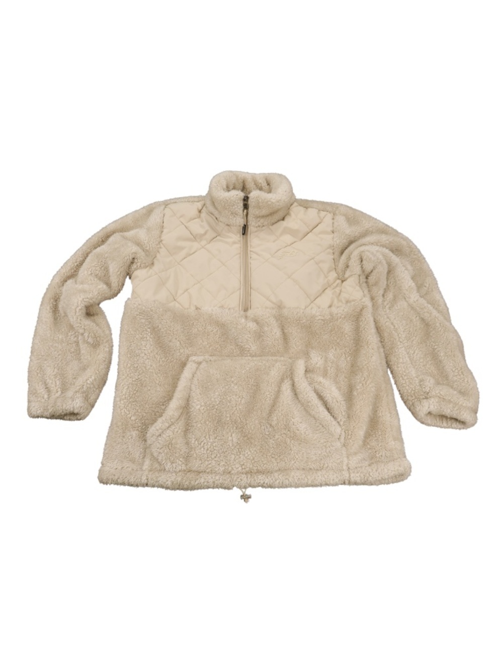 New Balance Sherpa Pullover Large Beige Quarter Zip Cozy Fleece Jacket